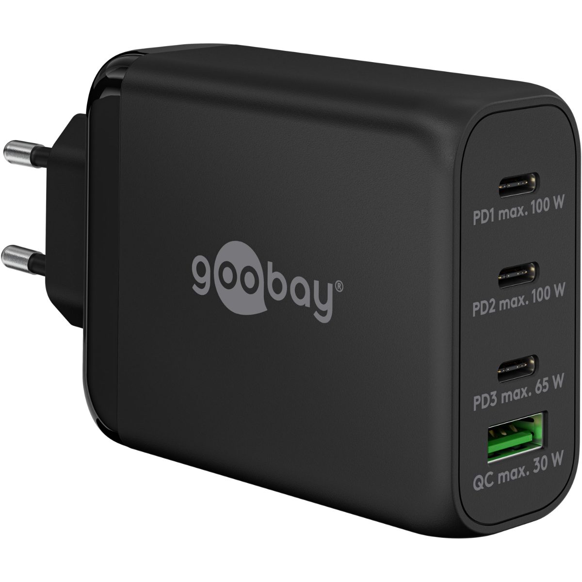 Goobay 65555 100 W USB-C PD GaN Multiport Fast Charger, Black