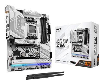 Mainboard, ASROCK, AMD X870, SAM5, ATX, Memory DDR5, Memory slots 4, 1xPCI-Express 4.0 16x, 1xPCI-Express 5.0 16x, 4xM.2, 1xHDMI, 6xUSB 2.0, 4xUSB 3.2, 2xUSB-C, 1xOptical S/PDIF, 1xRJ45, 2xAudio port, X870PRORSWIFI
