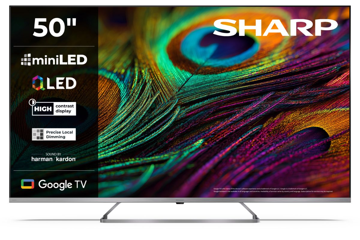 Sharp 4K QLED MiniLED TV, 50JP7265E, 50, Smart TV, Google TV, UHD, Silver