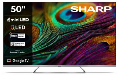 Sharp 4K QLED MiniLED TV, 50JP7265E, 50, Smart TV, Google TV, UHD, Silver