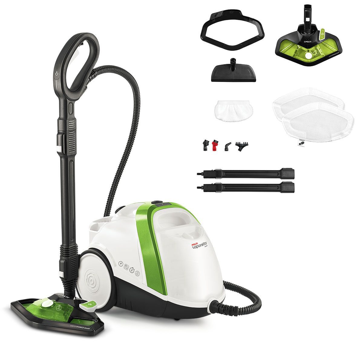 Steam cleaner, PTEU0317 Vaporetto Smart 110 Eco, Power 1500 W, Steam pressure 4 bar, Water tank capacity 2 L, White/Green