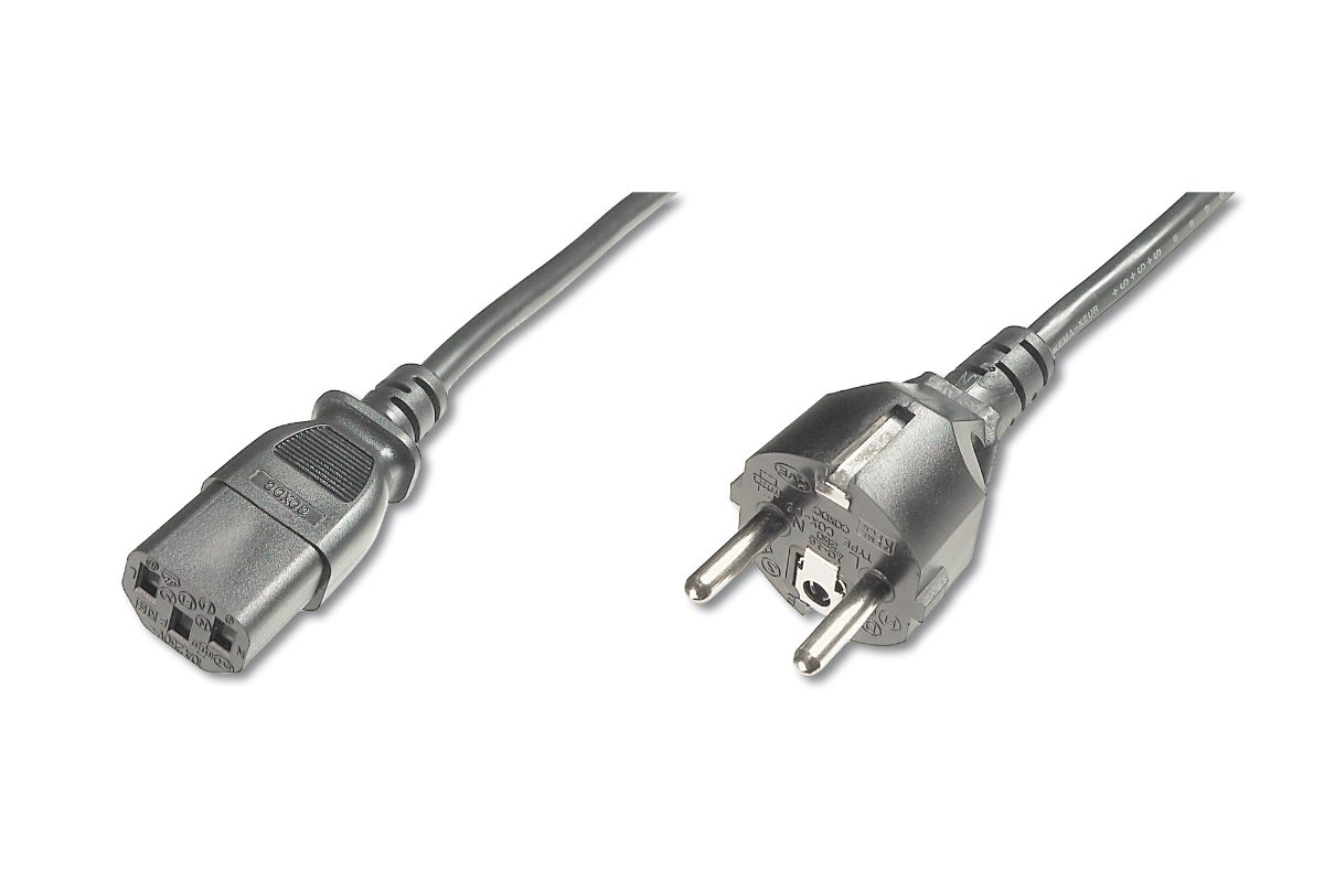 Power Cord Cable, Power Cord, Schuko (CEE 7/7) - C13 M/F, H05VVF3G 0.75qmm, Black