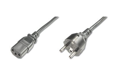 Power Cord Cable, Power Cord, Schuko (CEE 7/7) - C13 M/F, H05VVF3G 0.75qmm, Black