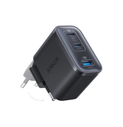 Anker Nano Charger 70W, 3 ports, Black, 2 x 24 pin USB-C, 4 pin USB Type A