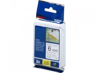 TZe-S211 Strong Adhesive Laminated Tape, Black on White, TZe, 8 m, 6 cm