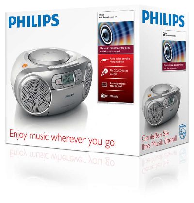 PHILIPS CD magnetola ar kaseti, sudraba