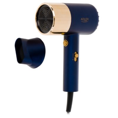 Adler Hair dryer, AD 2280, 1800 W, Number of temperature settings 3, Blue/Gold