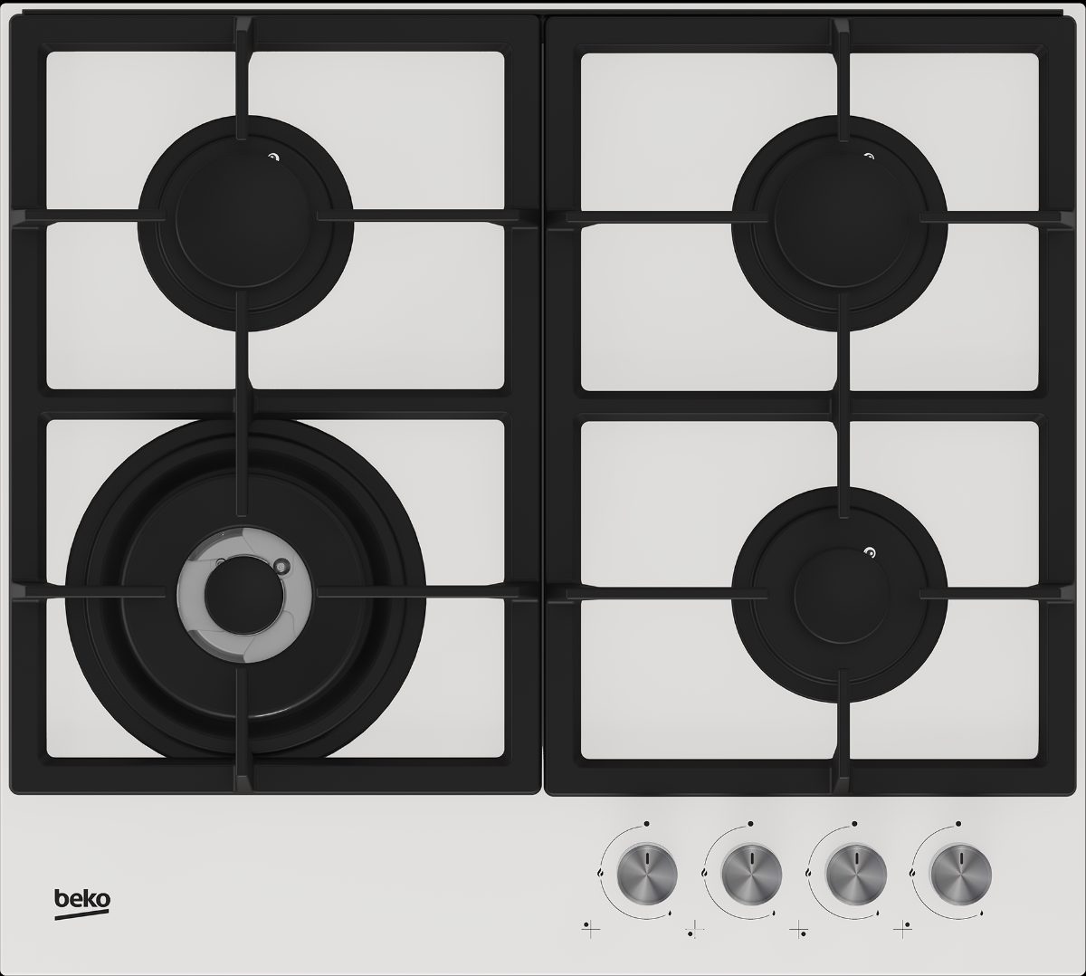BEKO Hob, HILW64225SW, Gas, Number of burners/cooking zones 4, Knob, White