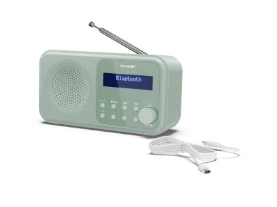 Sharp DR-P420(GN) Tokyo Portable Digital Radio, FM/DAB/DAB+, Bluetooth 5.0, USB or Battery Powered, Aquamarine Green, Sharp