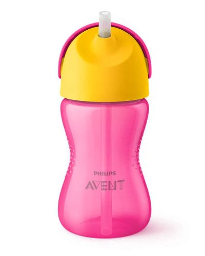 Philips Avent Krūzīte ar elastīgu salmiņu, 300 ml, 12M+, rozā