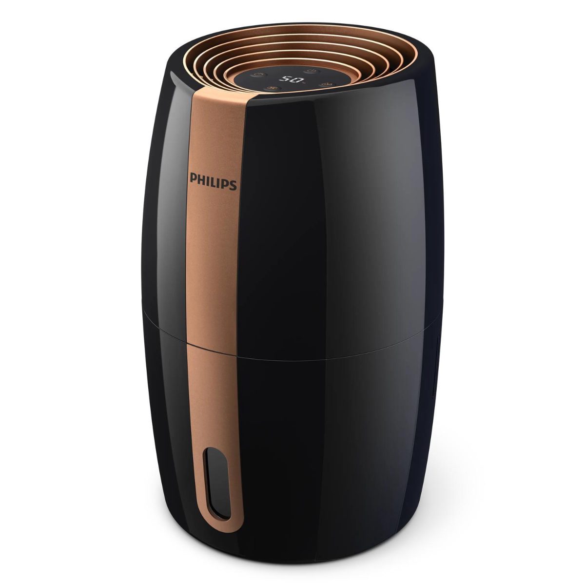 HU2718/10, Humidifier, 17 W, Water tank capacity 2 L, Suitable for rooms up to 32 m², NanoCloud technology, Humidification capacity 200 ml/hr, Black/Copper