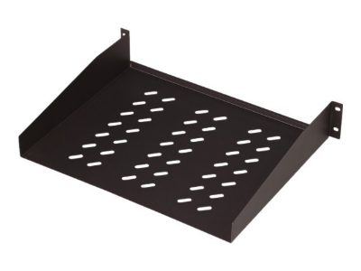 Fixed Shelf for Racks, DN-19 TRAY-2-55-SW, The shelves for fixed mounting can be installed easy on the two front 483 mm (19“) profile rails of your 483 mm (19“) network- or server cabinet. Due to their stable, perforated steel sheet with a high load capacity, they are the optimal surface for components which are not 483 mm (19”) suitable., Black