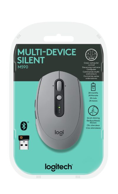 MOUSE USB OPTICAL WRL M590/MID GREY 910-005198 LOGITECH