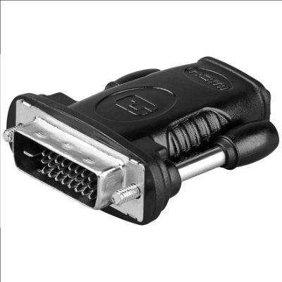 HDMI/DVI-D adaptor, nickel plated, HDMI female (Type A), DVI-D male Dual-Link (24+1 pin)