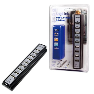 USB 2.0 Hub-10 port whit power adapter