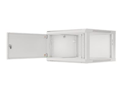 Rack cabinet 19" wall-mount 12U/600x450 for self-assembly with metal door (flat pack), WF01-6412-00S, Grey