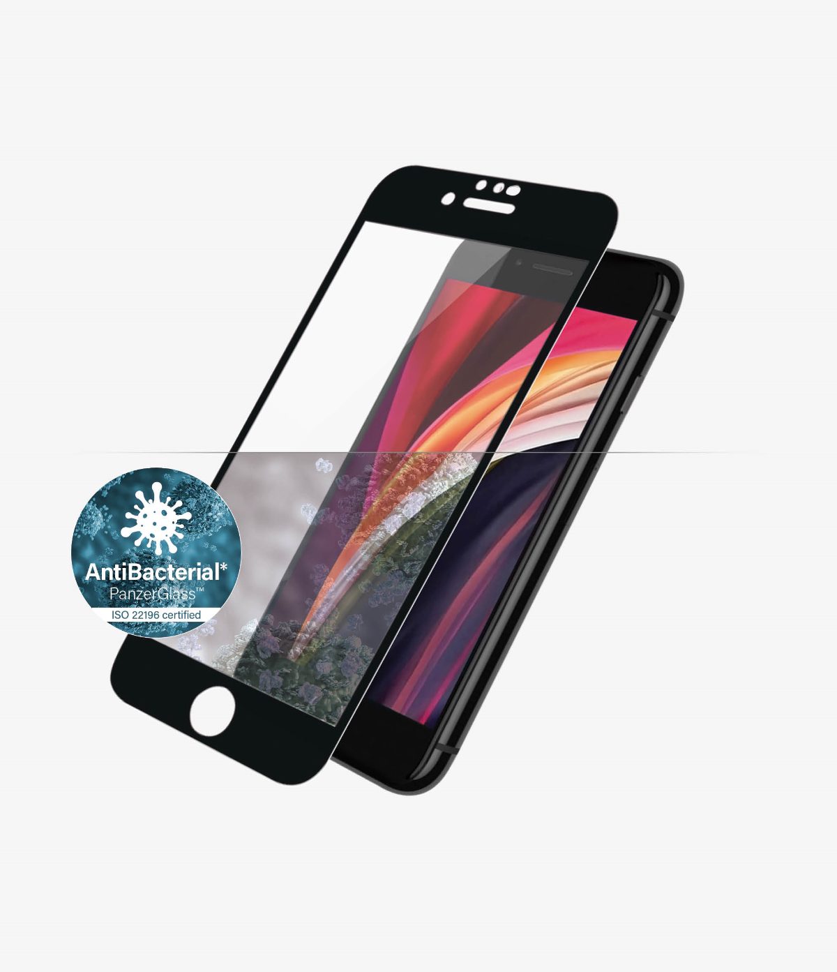 Apple, iPhone 6/6s/7/8/SE 2020, Hybrid glass, Black, Rounded edges; 100% touch preservation; Crystal clear, Screen Protector
