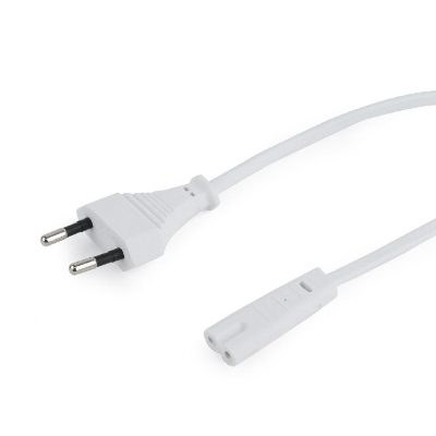 Power cord, 1.8 m, White, EU input 2 pin plug