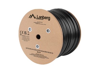 Lanberg Lan Cable Cat.6A SFTP 305M Solid Outdoor CU Black Fluke Passed, Lanberg