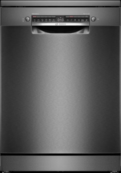 Bosch Dishwasher, SMS4EMC06E, Free standing, Width 60 cm, Number of place settings 14, Number of programs 6, Energy efficiency class B, Display, AquaStop function, Black inox