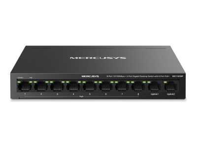 Mercusys MS110CMP 8-Port 10/100 Mbps + 2-Port Gigabit Desktop Switch with 8-Port PoE+, Mercusys