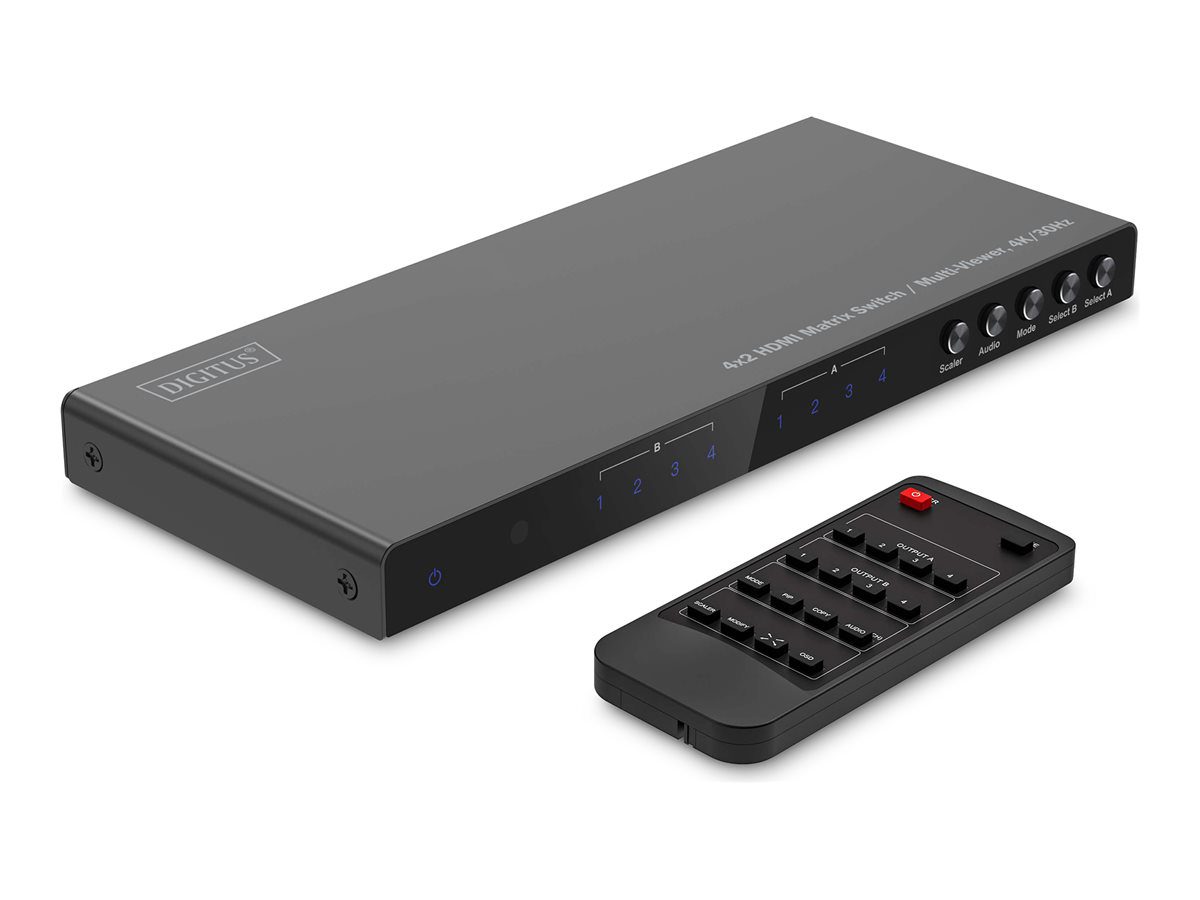 Digitus 4x2 HDMI Matrix Switch/Multi-Viewer, 4K/30Hz, DS-55345, Black