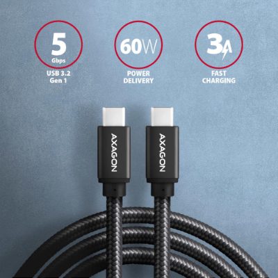 Data and charging USB 3.2 Gen 1 cable, 1 m, BUCM3-CM10AB, USB Type C - USB Type C