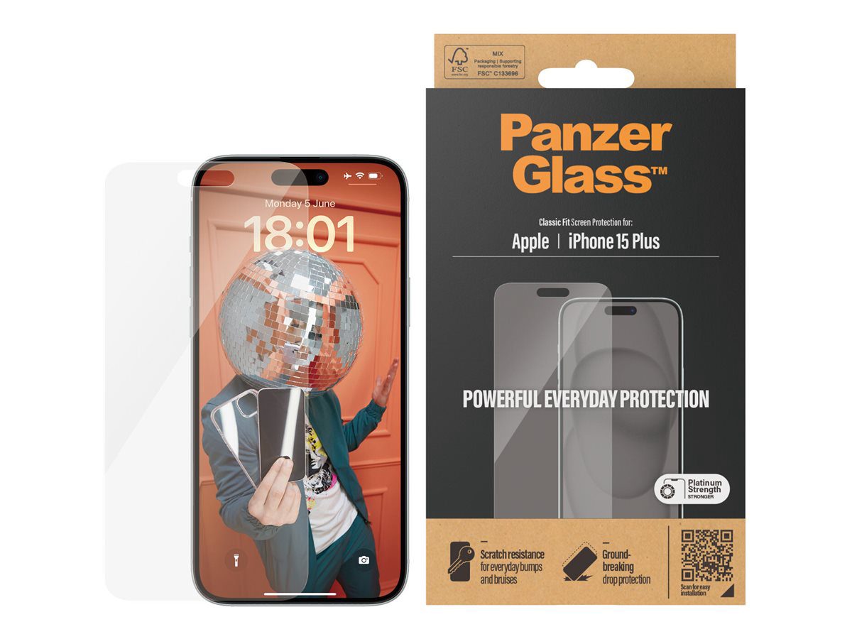 Screen protector, Apple, IPhone 15 Plus, Glass, Transparent