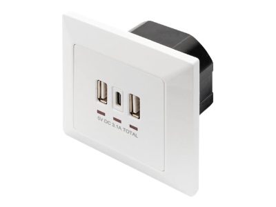 Socket with USB A & USB-C Ports, flush mounted