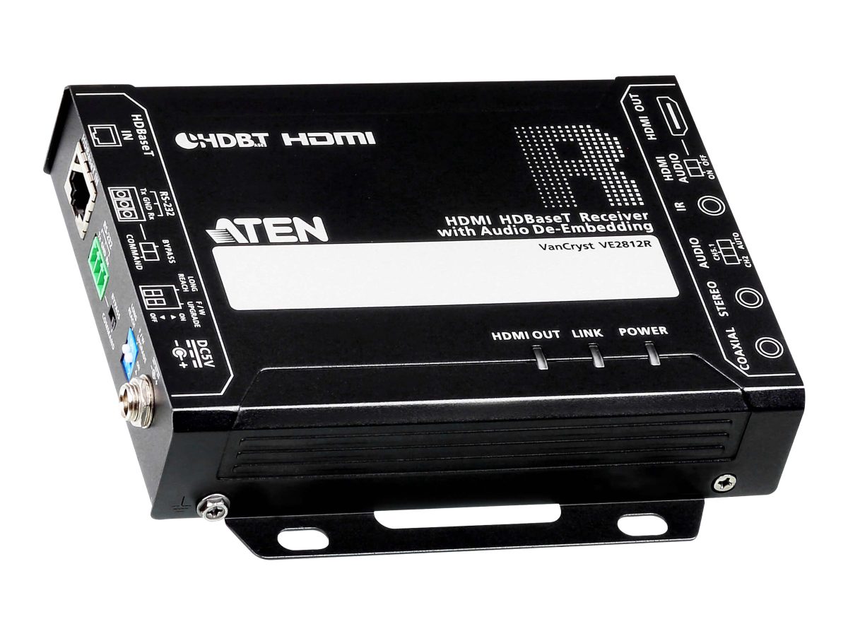 HDMI HDBaseT Receiver with Audio De-Embedding, VE2812R, 1xDC Jack (Power), 1xRJ-45 Female (Unit To Unit)