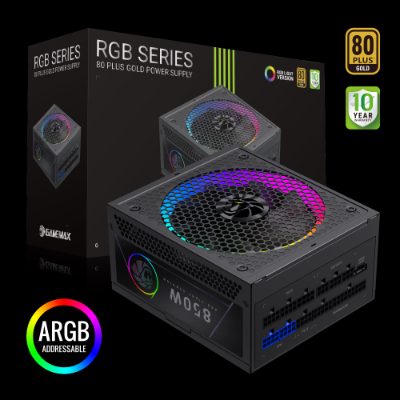 Gamemax PSU, RGB 850G, 850 W, Gold, Full Modular