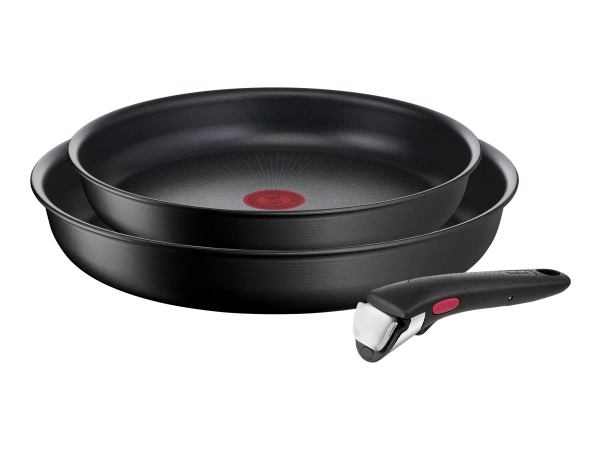 Pan set, Ingenio Eco Resist L3979102, Frying, Diameter 24/28 cm, Halogen, induction, ceramic glass, gas, electric, Suitable for induction hob, Removable handle, Black