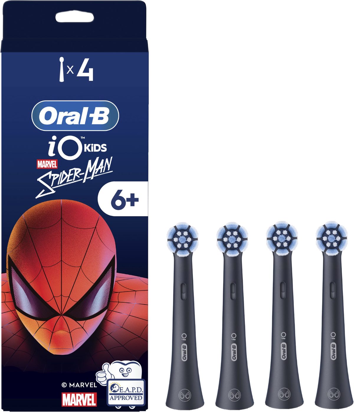 Replacement brush heads, iO kids Refills Spiderman, Heads, For kids, Number of brush heads included 4
