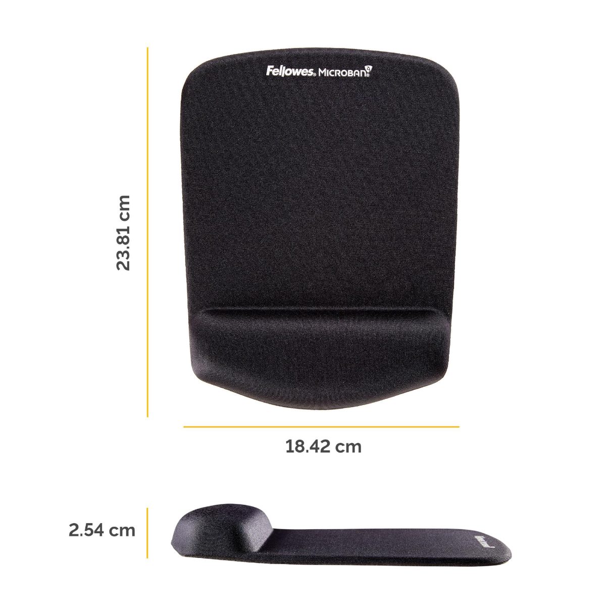 Mouse pad with wrist support PlushTouch, Mouse pad with wrist pillow, 238 x 184 x 25.4 mm, Black