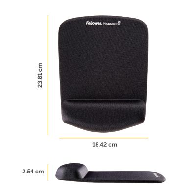 Mouse pad with wrist support PlushTouch, Mouse pad with wrist pillow, 238 x 184 x 25.4 mm, Black