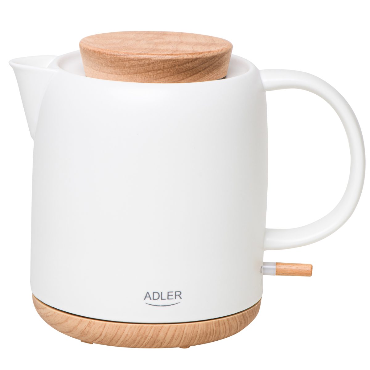 Adler Electric Kettle, AD 1304, Electric, 1200 W, 1 L, Ceramic, 360° rotational base, White