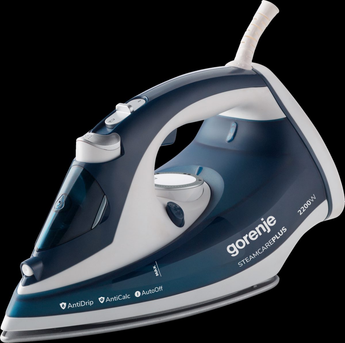 Steam Iron, SIH2200TQC, 2200 W, Water tank capacity 300 ml, Continuous steam 30 g/min, Steam boost performance 90 g/min, Blue/White