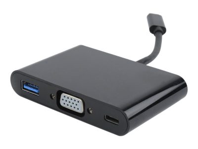 Cablexpert USB-C to 3-in-1 charging + VGA + USB3 adapter, Black, Cablexpert