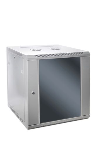 22U, 19″ Network Wall Cabinet, 22U-60/45FPC, With Front Glass Doors; Unassembled, Depth: 45 cm, Gray