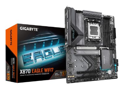 Gigabyte X870 EAGLE WIFI7, Processor family AMD, Processor socket AM5, DDR5 DIMM, Supported hard disk drive interfaces SATA, M.2, Number of SATA connectors 4