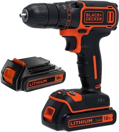 BLACK & DECKER Cordless Drill, BDCDC18B-QW, 18 V, 2x1.5 Ah, Li-Ion
