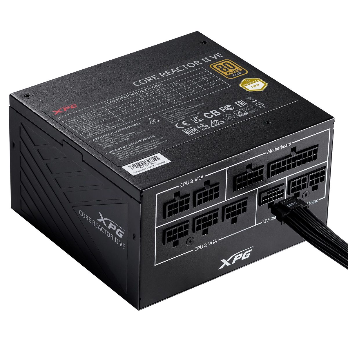 Power Supply, ADATA, CORE REACTOR II VE, 750 Watts, Efficiency 80 PLUS GOLD, PFC Active, MTBF 100000 hours, COREREACTORIIVE750G-BKCEU