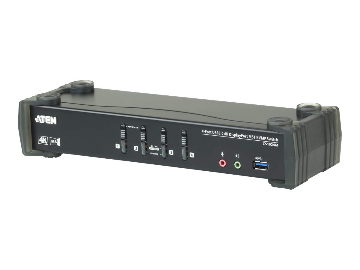 4-Port USB3.0 4K DisplayPort KVMP Switch with Built-in MST Hub, CS1924M