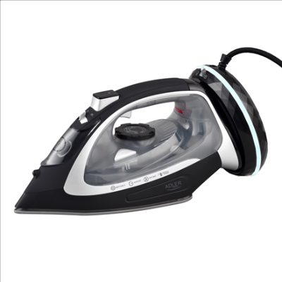 Adler Steam Iron, AD 5043, Steam Iron, 2800 W, Water tank capacity 300 ml, Continuous steam 30 g/min, Steam boost performance 42 g/min, Black/Silver