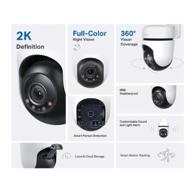 Pan/Tilt Security Wi-Fi Camera, Tapo C510W, Dome, 3 MP, 3.9mm, IP65, H.264, MicroSD, up to 512 GB
