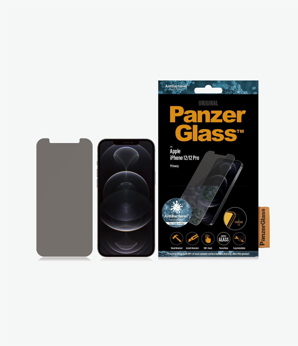 Apple, For iPhone 12/12 Pro, Tempered Glass, Transparent, Privacy glass