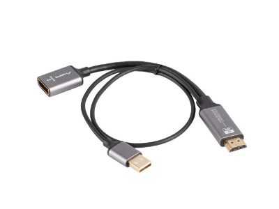 Lanberg HDMI (M) to Displayport (F) Adapter 4K on cable 20cm, Silver, AD-HD-DP-02