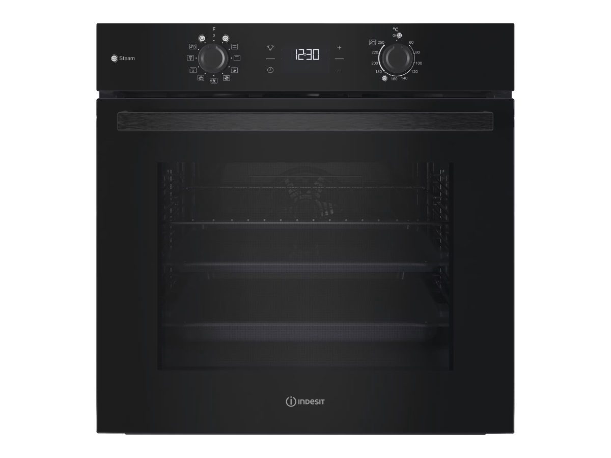 INDESIT Oven, IO K58HS B, 71 L, Electric, Hydrolytic, Electronic, Convection, Height 59.5 cm, Width 59.5 cm, Black