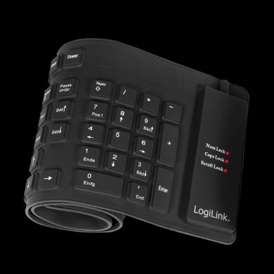 Flexible waterproof Keyboard USB + PS/2, ID0019A, Flexible keyboard, Wired, DE, Black