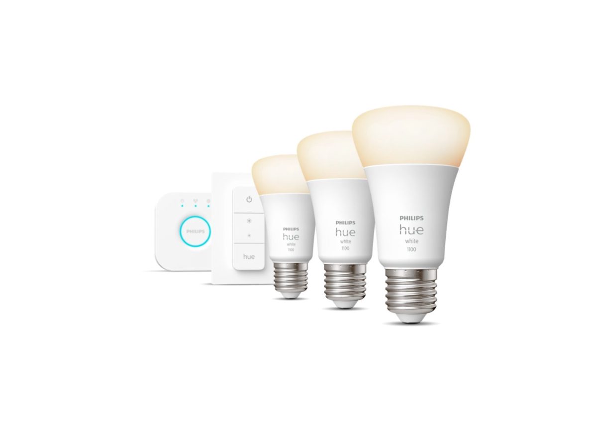 Hue W Starter Kit 9,5W A60 E27, 3pcs, Bridge, Switch, E27, 9.5 W, Warm White 2700K, Bluetooth and Zigbee